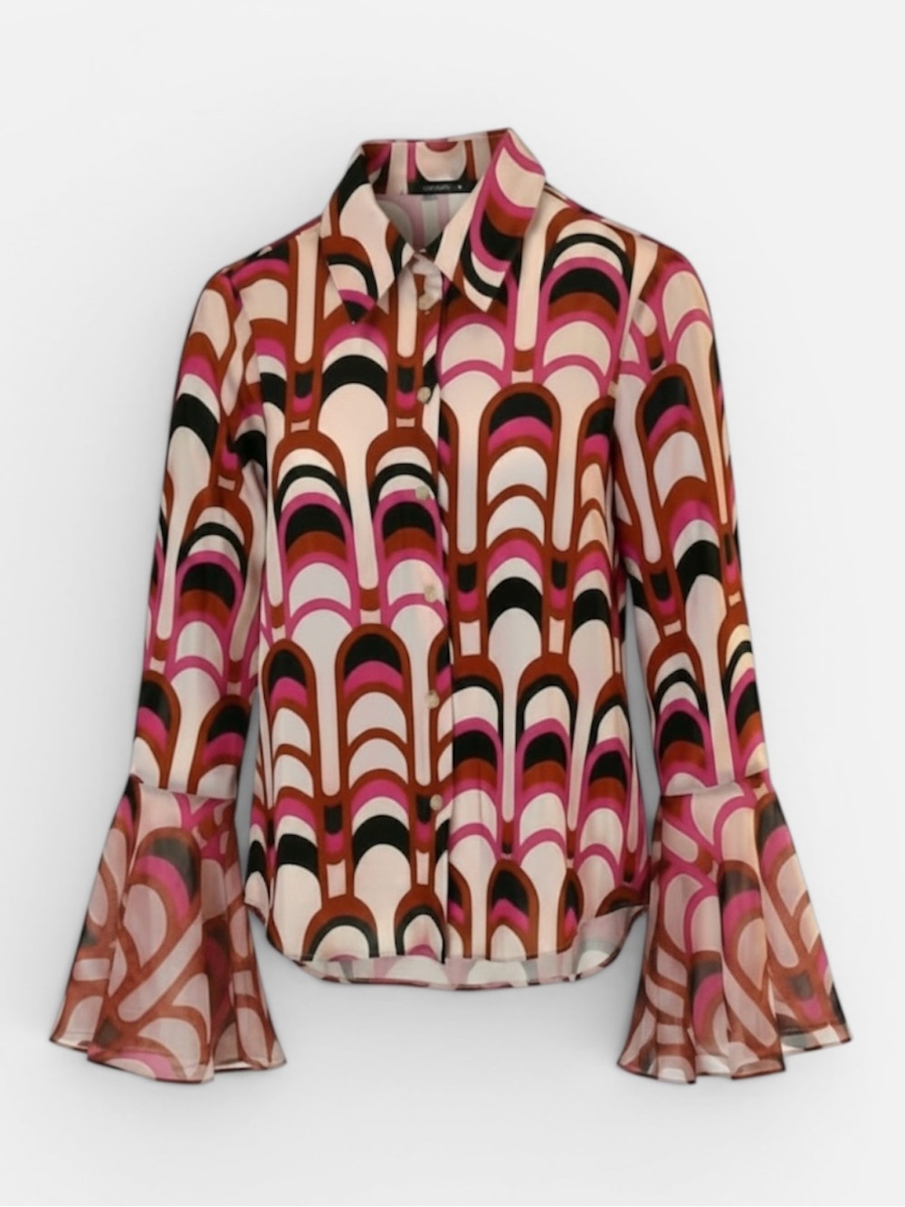 Zara Pink Red Black Abstract Retro Print Design Blouse
